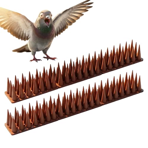 Bird & Animal Deterrent Spikes, 6 Packs Outdoor Plastic Spike Strips for Roof, Ledges, Fence, Walls & Railing, Humane Squirrel, Raccoon & Pigeon Barrier, 6 FT Coverage, Brown - color: Brown, size: 6 FT Coverage