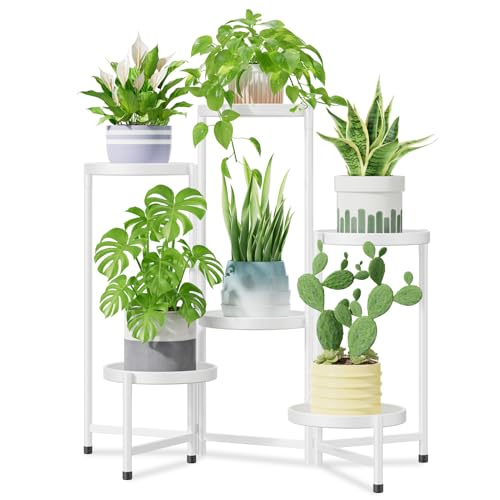 iDavosic.ly 6 Tier Large Plant Stand Indoor Outdoor, 10 In Wide Tray, White - color: White, size: 6 Tiers