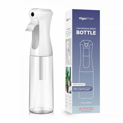 VIGOR PATH Continuous Mist Clear Spray Bottle 300ml Fine Mist for Hair - color: Clear - 10oz