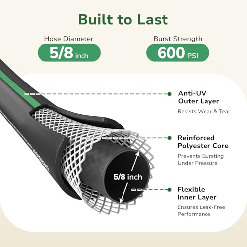 GreatBuddy Garden Hose 25ft, 5/8" Heavy Duty Water Hose - size: 25ft
