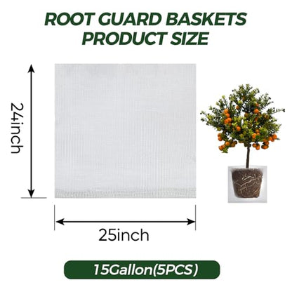 Gopher Baskets 15 Gallon 5 Pcs Root Guard Gopher Proof Wire Mesh Basket 24x25 in Stainless Steel Basket Fruit Protection Bag for Plants Root Barrier - size: 15 Gallon 5 PCS 25x24in