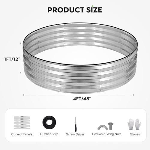 Round Raised Garden Bed, Garden Box 4x4x1ft, Silver, 2 pcs - color: Silver