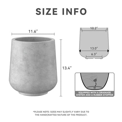 Kante Pale Gray Concrete Planter 13" Dia All-Weather Round Accent Pot - color: Gray Concrete, size: 11.6" D