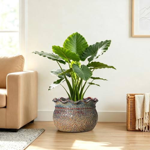 Ceramic Planter, 12 Inch Pots for Plants, Yellowish Brown - color: Yellowish Brown, size: 12 Inch