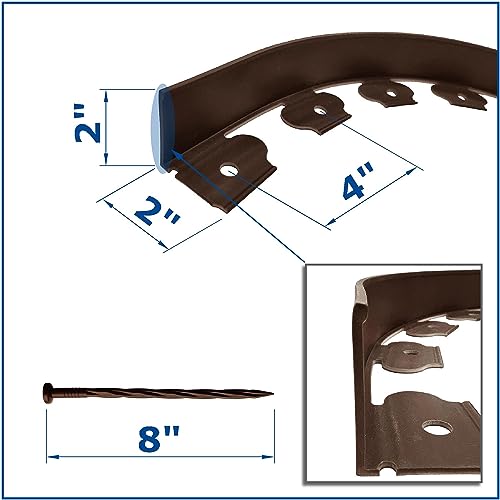 60FT 2Inch High Brown Landscape Edging with 54pcs 8-inch Spikes No Digging Garden Edging Kit, Premium Yard Edging Fence with One Spike per Feet - style: Sleek