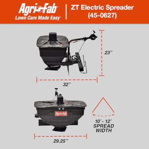 Agri-Fab Zero Turn Mower Electric Spreader, 125 lb Hopper Capacity with 12V Motor and Up to 12 Ft Spread Width