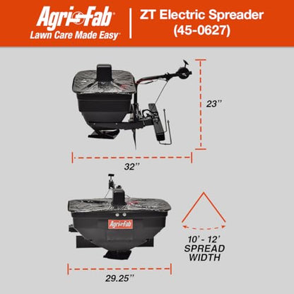 Agri-Fab Zero Turn Mower Electric Spreader, 125 lb Hopper Capacity with 12V Motor and Up to 12 Ft Spread Width