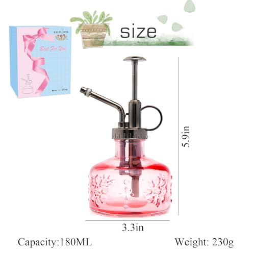 XXXFLOWER Glass Plant Mister Spray Bottle Pink 180ml/6 oz - color: Pink