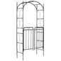 Outsunny 84" Garden Arch Arbor with Gate Metal for Climbing Vines Black