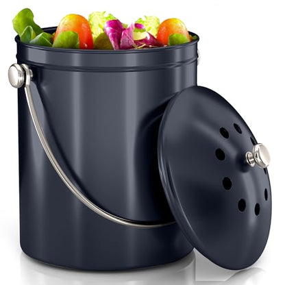 Utopia Kitchen Countertop Compost Bin 1.3 Gallon, Stainless Steel, Purple - color: Dark Purple, size: 1.3 Gallon (Pack of 1)