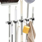Broom Holder Wall Mount, Mop Organizer, 5 Racks, 4 Hooks, Heavy Duty