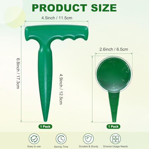 M METERXITY 1-Set Seed Planter Tool, Plastic Hand Dibber Garden Tool with Handle for Sowing Seeds/Transplanting/Planting Bulbs, Handheld Digging Hole Punch Adjustable Dispensers [Dark Green] - color: Dark green