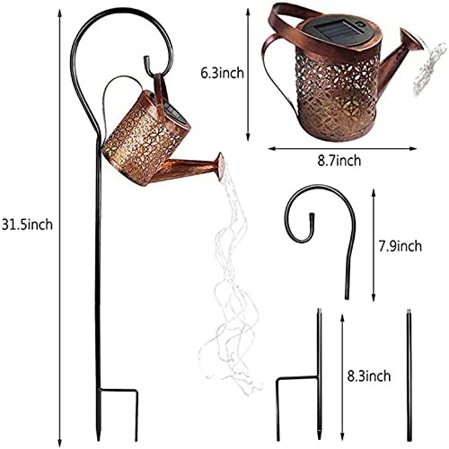 Neioaas Solar Watering Can Lights, Solar Lantern String Light with Bracket - color: Copper coin flower