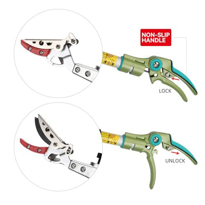 LeafLux Tree Pruner for Garden, Cut Capacity 1/2 Inch & Hold Pole Pruner, Lightweight Fruit Picker with Non-slip handle, Long Reach Tree Branch Cutter with Aluminum Pole, 4.2 FT| LFX112 - size: 4.2FT