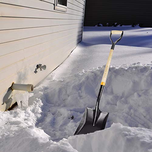 Garden Shovels for Digging, Spade Shovel, Garden Shovel for Planting, D Grip Steel Shovel, Flat Shovel Wooden Handle, Carbon Steel, Square Shovel, Head is 9.25″ Wide x 11.5 deep, Overall Length 42''