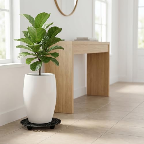 HAKZEON 15 PCS Plant Pot Elevator, 30 cm 12 Inch Round Plastic Plant Risers, Flower Pot Stand for Indoor Outdoor, Black