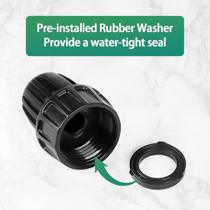 RedChili 6 Pcs 1/2 Inch Drip Irrigation Tubing to Faucet/Garden Hose Adapter, 3/4" FHT to 1/2" (1/2" ID x0.6-0.65" OD) Drip Irrigation Fittings Female Garden Hose Water Line System Connector - size: 1/2" Faucet Adapter