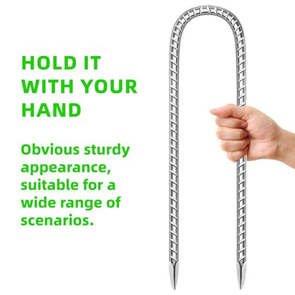 10 Pack Ground Garden Rebar Stakes Rebar 12 Inch Anti-Rust Galvanized Steel U Shape Hook Heavy Duty Ground Anchors for Tents, Position Kits,Fences, and Trampolines Landscape Fabric - color: U-16'' 8mm 10pcs SL