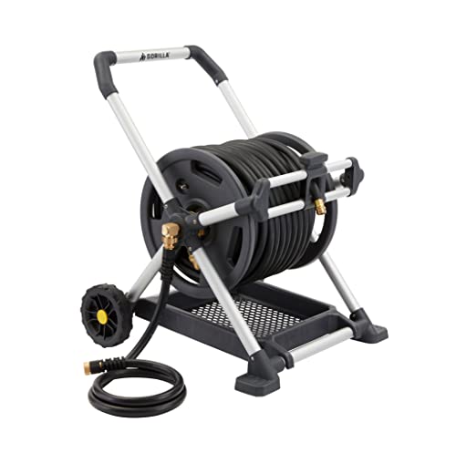 Gorilla Mobile Aluminum Garden Hose Reel, 225 Ft, Zero-Rust, No-Leak Brass - size: 225 FT