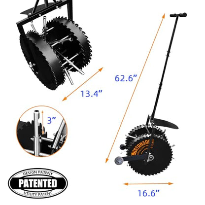 Patented Rolling Lawn Aerator Manual Coring Tool Compacted Soil Loosening