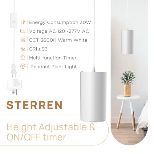 STERREN Pendant Grow Lights,30W Full Spectrum Plant Light - color: White