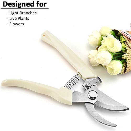 BUGUI Bypass Garden Pruning Shears - 2 Pack, Ultra Lightweight Hand Pruners Make Cut Smooth & Clean, Professional Gardening Scissors for Cutting Live Flowers, Plants, Light Branches - style: 7"FlowerShearsSet(C010)