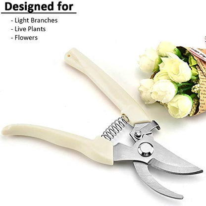 BUGUI Bypass Garden Pruning Shears - 2 Pack, Ultra Lightweight Hand Pruners Make Cut Smooth & Clean, Professional Gardening Scissors for Cutting Live Flowers, Plants, Light Branches - style: 7"FlowerShearsSet(C010)