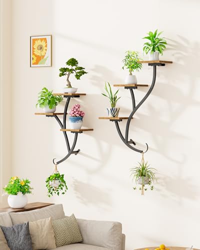 2 Pack Wall Mounted Plant Holder, 6-Tier Hanging Planters for Indoor Plants