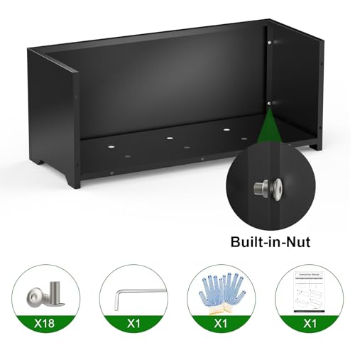 32" Metal Large Rectangular Planter - Black Long Planter Box with Legs - color: Black, size: 32" L x 15" W x 15" H