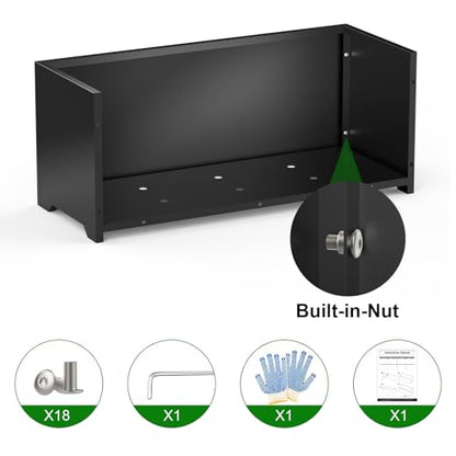 32" Metal Large Rectangular Planter - Black Long Planter Box with Legs - color: Black, size: 32" L x 15" W x 15" H