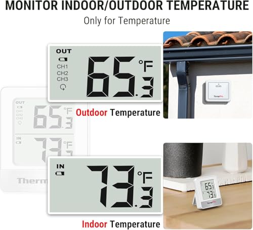 TempPro TempAir 500FT Indoor Outdoor Thermometer Wireless - color: White In-outdoor Thermometer