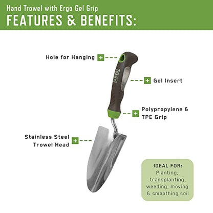 AMES 24450009 3-pc. Ergo Gel Grip Garden Tool Set with Hand Trowel, Transplanter & Cultivator - style: Trowel, Transplanter & Cultivator