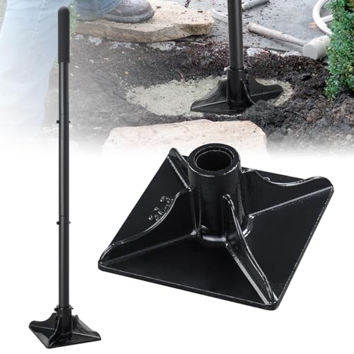 Steel Tamper Tool, Heavy Duty Garden Ground Steel Tamper Tool Kit Long Handle 58 Inch, 8x8” Square Dirt Hand Tamper Landscaping Garden Tools for Leaving Soil, Sand, Gravel, Asphalt, Driveway