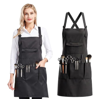 Nanxson Apron with Pockets Cross Back Apron for Hair Stylist,Salon - color: Black