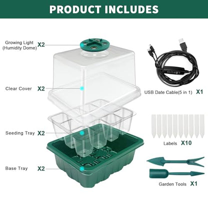Idealife Seed Starter Tray,Plant Propagation Station with Grow Light,2 Pcs - size: 2 Packs