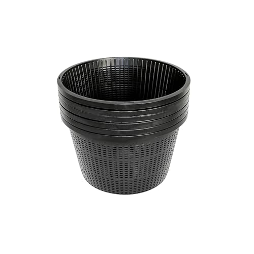 8.5-Inch Round Aquatic Plant Baskets, Black, 6 Pack