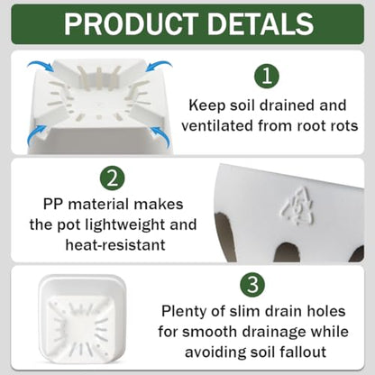 120 Pcs Nursery Pots 3.5 Inch, Plastic Seed Starting Pot with Drainage Holes, Small Sturdy Seedling pots for Planting, Cuttings (White) - color: White, size: 3.5 Inch-120P