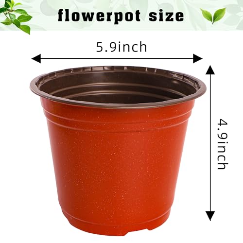 TDHDIKE 6" Plastic Plant Nursery Pots 200Pcs with 200 Labels - size: 6inch200