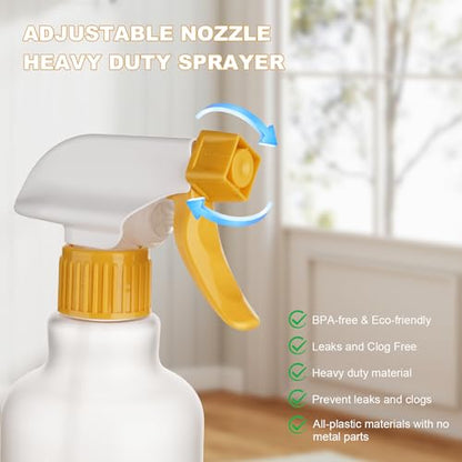 16.9oz/500ml Plastic Spray Bottles 2 Pack, Adjustable Mist Stream - color: Yellow