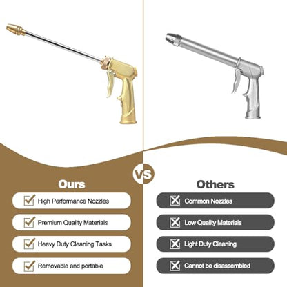 High Pressure Hose Nozzle with Soap Dispenser,Foam Gun Car Wash Sprayer - color: Gold Plus