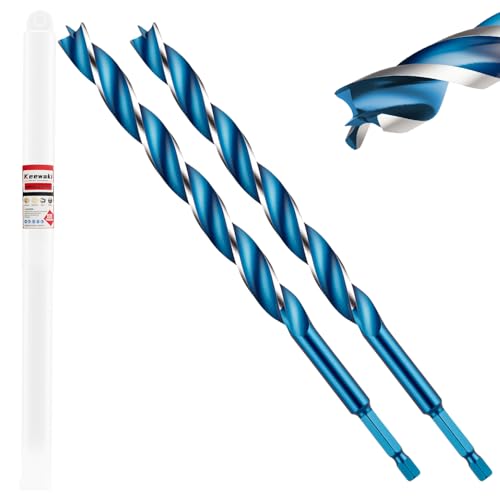2-Pack 9/16" x 9" Wood Auger Drill Bits, 3-Flute Hex Shank Sets - size: 9/16" x 9"
