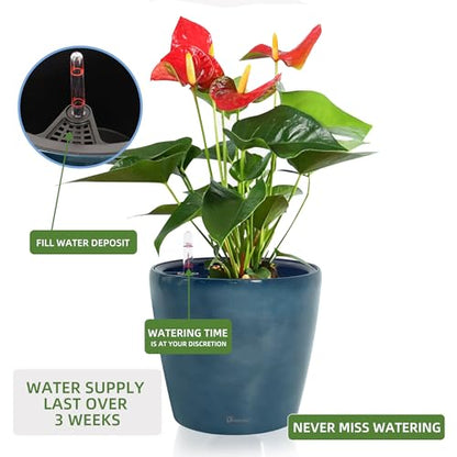 Dexceder 11x10 Self Watering Planter (Grayish Green Gradient) - color: Grayish Green, size: 11x10