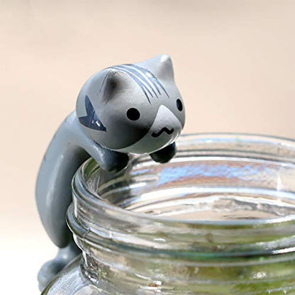 Miniature Lucky Cat DIY Figurines, Pack of 6 Mini Fairy Garden Hanging Cat Figure Micro Landscape Home Garden Decor Plant Pots Bonsai Craft Decor Cake Topper