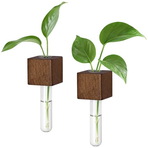 Magnetic Test Tube Flower Vases for Refrigerator, Set of 2 - color: 2 Pcs Walnut