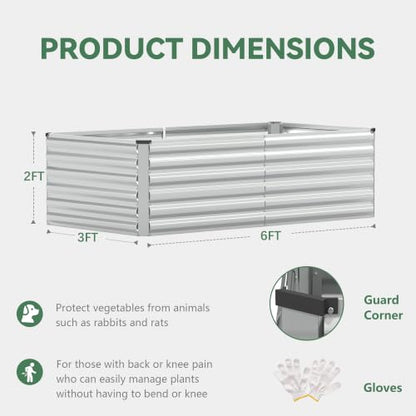 FOOWIN 6x3x2ft Raised Garden Bed Outdoor, Galvanized Steel Garden Beds - color: Silver, size: 6x3x2 FT-2PC