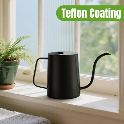 Small Watering Can for Indoor Plants, 34 oz Stainless Steel, Black - size: 34oz