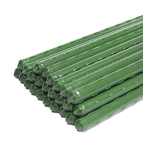 G-LEAF Garden Stakes 5 ft Plastic Coated Steel Tube Sturdy Metal Plant Sticks for Tomato,Cucumber,Bean,Tree,Pack of 25 - size: 5FT-25 PACK