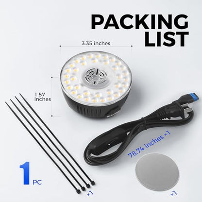 Barrina Orbgrow OG09 Puck Grow Light, 9W 5000K, 1 Pack, Black - color: 5000k-black Cover, size: 1 Pack without Timer