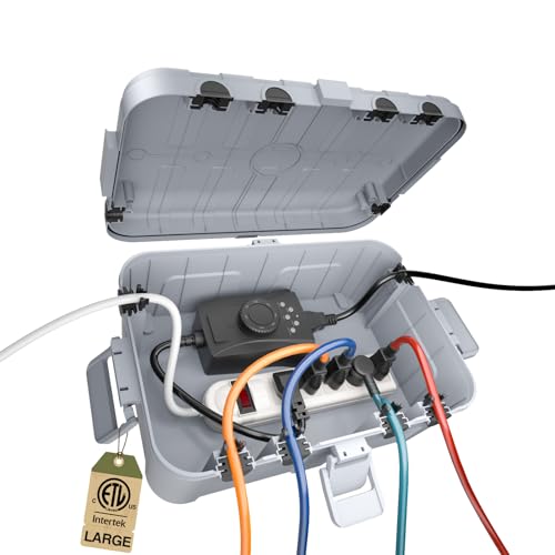 Flemoon Large Outdoor Electrical Box, IP54 Waterproof Extension Cord Cover - color: Light Grey, size: Large