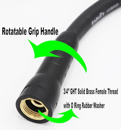 Hybrid Lead In Garden Hose 5/8 IN. x 10 FT, Heavy Duty, Lightweight, Flexible with Rotatable Grip Handle and Solid Brass Fittings - size: 10 FT